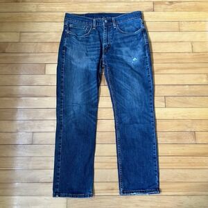 Levis 514 Straight Fit Mens Jeans 34x30 Dark Wash Blue Denim 00514-1551